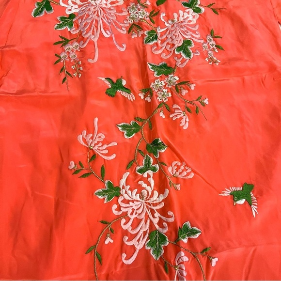 Embroidered Authentic Japanese Kimono, silk, neon orange, very unique, One size - Picture 4 of 6